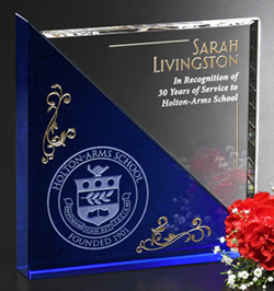 7'' x 7'' blue and clear crystal acclaim award - 6792