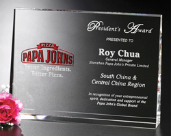 5'' x 7'' crystal horizontal wedge award - 6625